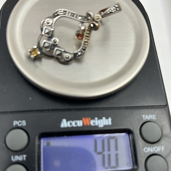 Vintage ✨ Sterling Silver Beaded Adjustable Necklace with Marcasite Pendant 💎 - Picture 13 of 14